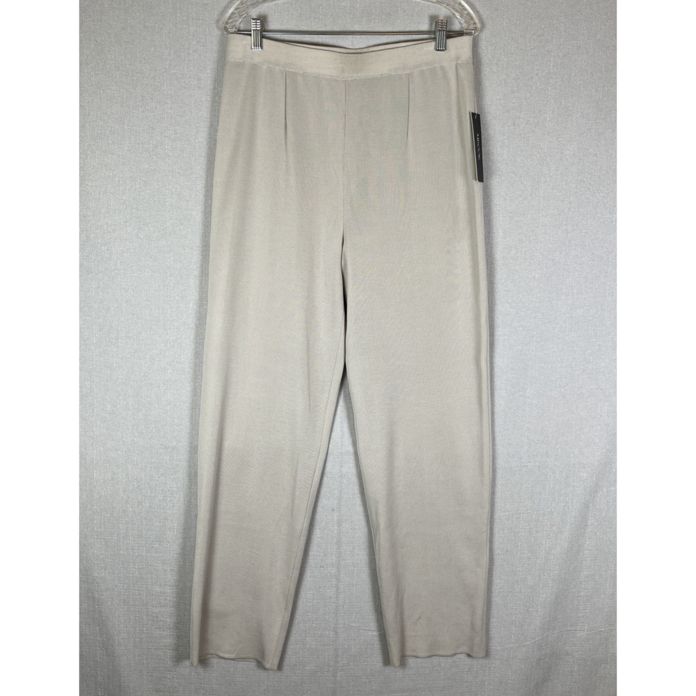 MISOOK Womens Size M Nancy Mylana Knit Pant Beige Wide Leg High Rise Pull On NEW